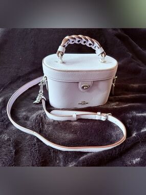 Coach Pebbled Leather lavender Vanity Crossbody Bag